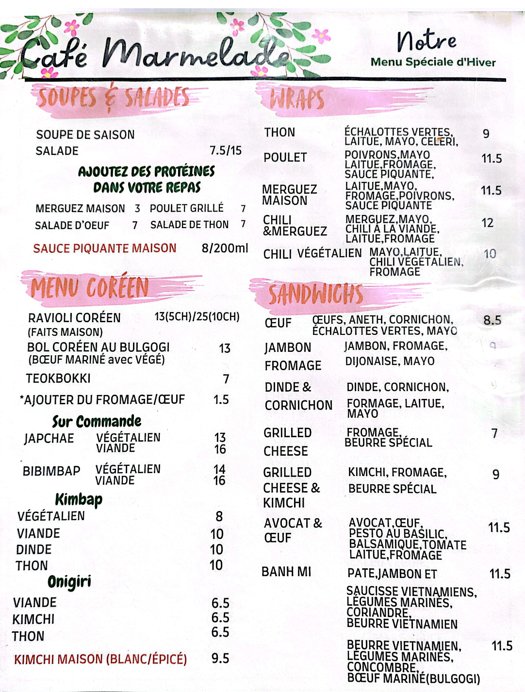 Menu page 1